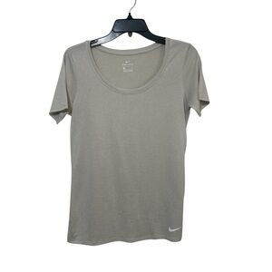 Nike Dri-FIT Beige Tan Scoop Neck Short Sleeve Athletic Activewear Tee